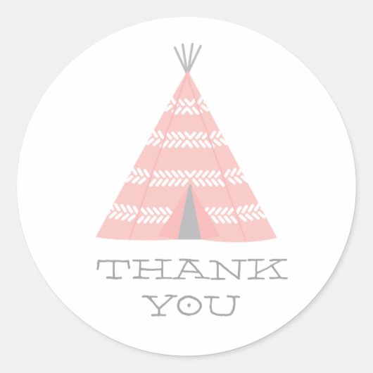 Teepee Verjaardagsfeestje Dank u Sticker (Voorkant)