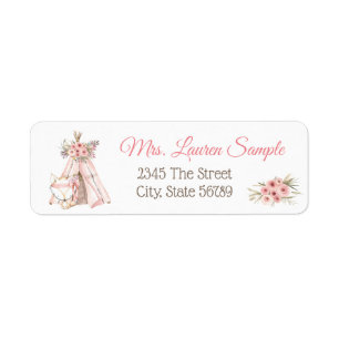TeePee Vos Stam Baby Shower Retouradres Label
