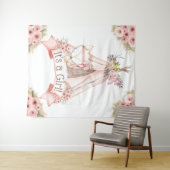 Teepee Vos Tribale Baby Shower Achtergrond Wandkleed (In Situ (horizontaal))