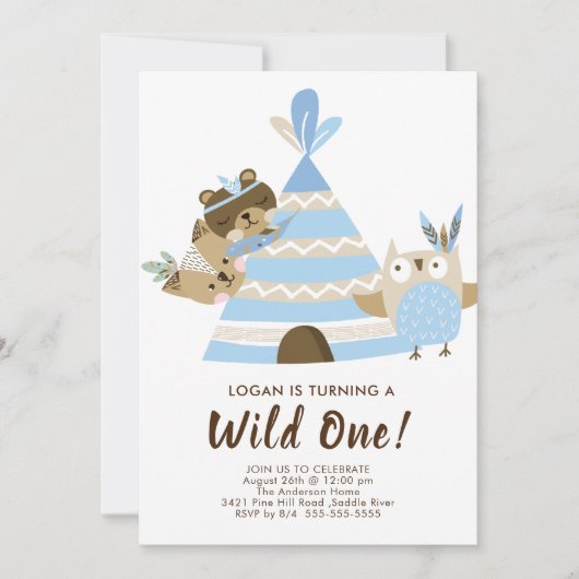 Teepee Wild Uitnodiging één dag (Voorkant)