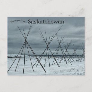Teepees die leiden naar Wanuskewin Saskatchewan Briefkaart
