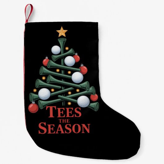 Tees the Season Golf Funny Christmas Golf Tree Kleine Kerstsok (Voorkant)