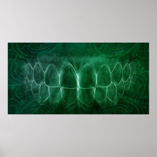 Teeth Bite Dentist Orthodontist Green Poster (Voorkant)
