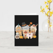 Teeth Coffee Fall Dental Pumpkin Latte Dentist Tha Kaart (Gele Bloem)
