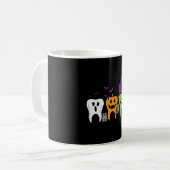 Teeth Ghost Pumpkin witch Cute Dental Halloween De Koffiemok (Voorkant links)