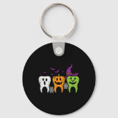 Teeth Ghost Pumpkin Witch Cute Dental Halloween De Sleutelhanger (Voorkant)