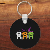 Teeth Ghost Pumpkin Witch Cute Dental Halloween De Sleutelhanger (Voorkant)