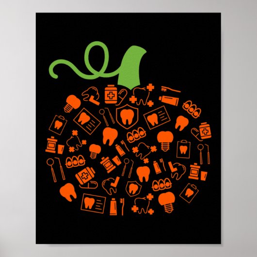 Teeth Ghost Pumpkin Witch Dental Halloween Dentist Poster (Voorkant)