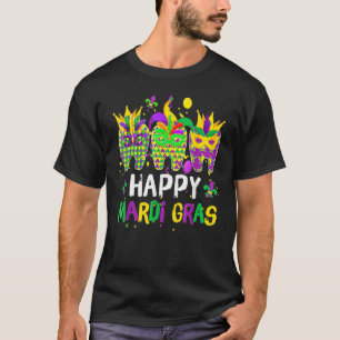 Teeth Jester Mask Dental Hygiene Happy Mardi Gras T-shirt