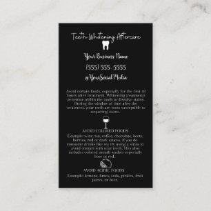 Teeth Whitening Aftercare Instruction Card Visitekaartje