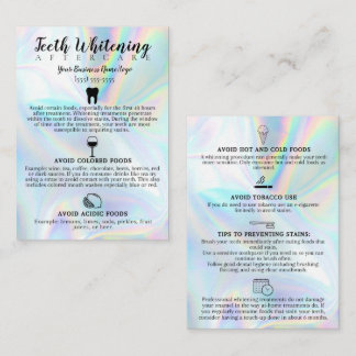 Teeth Whitening Aftercare Instruction Visitekaartje