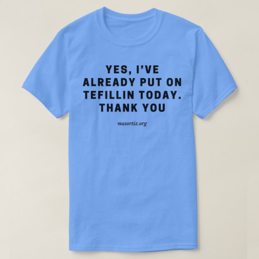 Tefillin vandaag t-shirt (Design voorkant)