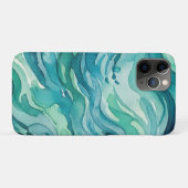 Tegalgroene Aquarel Oceaan Golven Case-Mate iPhone Case (Achterkant (horizontaal))