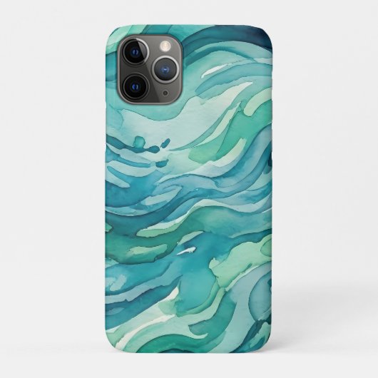 Tegalgroene Aquarel Oceaan Golven Case-Mate iPhone Case (Achterkant)
