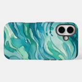 Tegalgroene Aquarel Oceaan Golven Case-Mate iPhone Case (Achterkant (horizontaal))