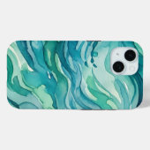 Tegalgroene Aquarel Oceaan Golven Case-Mate iPhone Case (Achterkant (horizontaal))