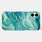 Tegalgroene Aquarel Oceaan Golven Case-Mate iPhone Case (Achterkant (horizontaal))