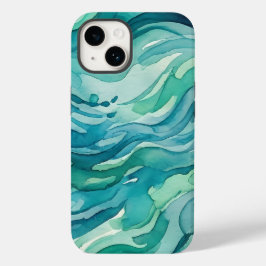 Tegalgroene Aquarel Oceaan Golven Case-Mate iPhone 14 Hoesje