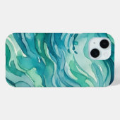 Tegalgroene Aquarel Oceaan Golven Case-Mate iPhone Case (Achterkant (horizontaal))