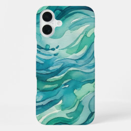 Tegalgroene Aquarel Oceaan Golven iPhone 16 Plus Hoesje