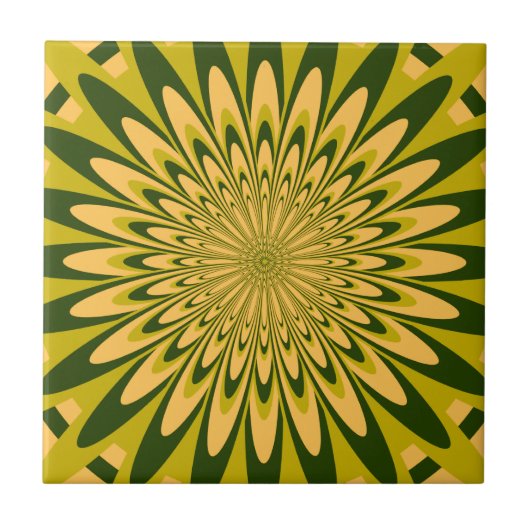 Tegel, Abstracte Bloem 5, Chartreuse Goud Tegeltje (Voorkant)