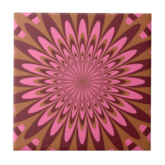 Tegel, Abstracte Bloem 5, Roze, Bruin Tegeltje (Voorkant)