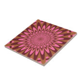 Tegel, Abstracte Bloem 5, Roze, Bruin Tegeltje (Zijkant)