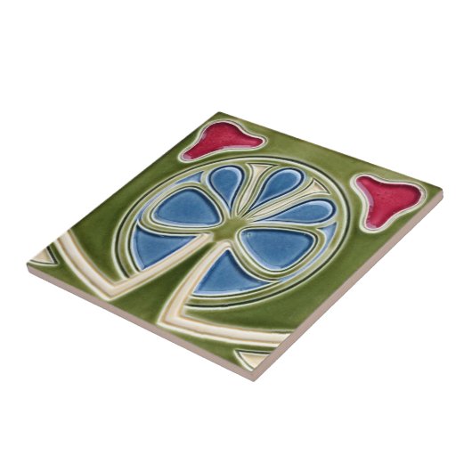 Tegel - Art Nouveau Clover Tegeltje (Zijkant)