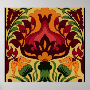  tegel, Art Nouveau decor. Poster