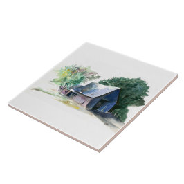 Tegel - Barn op het platteland Tegeltje