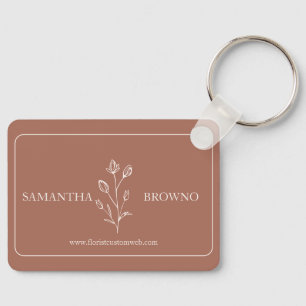 Tegel Beige Elegante Bloem Event Designer Sleutelhanger