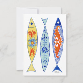 Tegel beschilderde vis bedankkaart