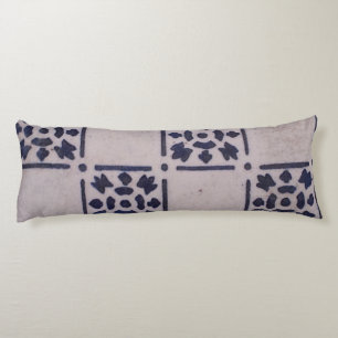 Tegel blauw Antiek kunstpatroon verwijderen Lichaamskussen