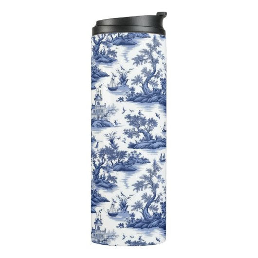 Tegel (blauwe wilg) Design Thermosbeker (Gedraaid links)