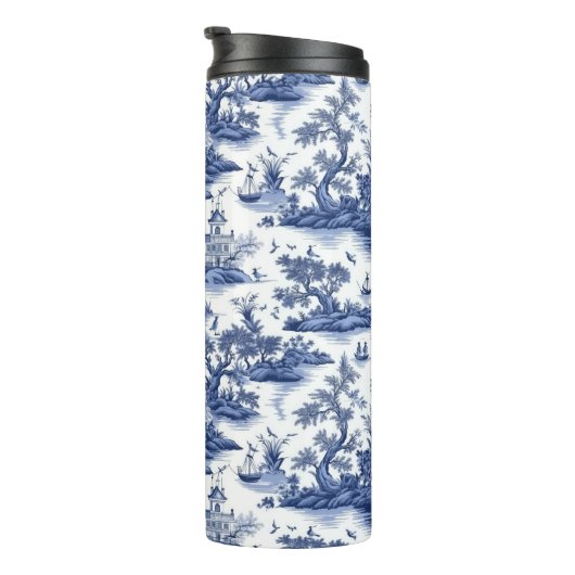 Tegel (blauwe wilg) Design Thermosbeker (Geroteerd rechts)