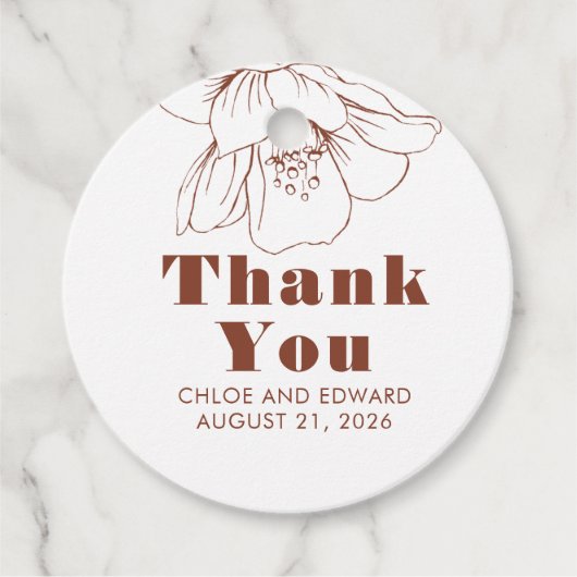 Tegel Bloem Minimalistische Moderne Dankjewel Bedankjes Labels (Voorkant)