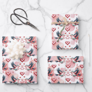 Tegel Bruiloft liefdes vogels patroon Inpakpapier Vel