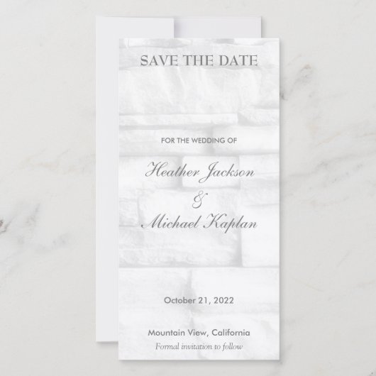 Tegel Bruiloft Muroutine Minimalistisch Eenvoudig Save The Date (Voorkant)