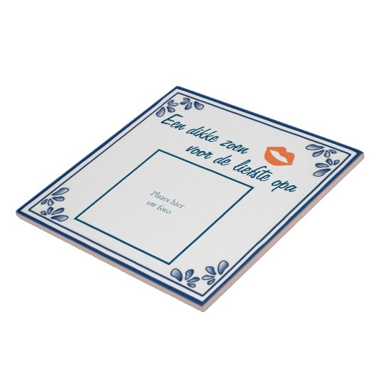 Tegel cadeau voor opa met foto tegeltje (Zijkant)