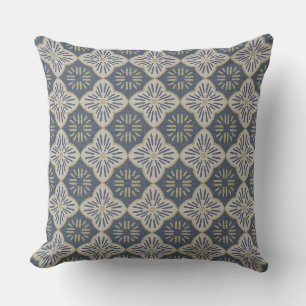 Tegel casablanca grafisch in denim en goud patroon kussen