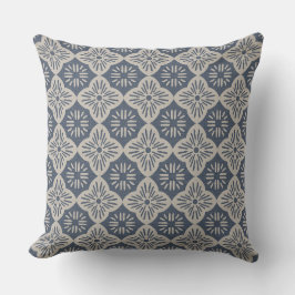Tegel casablanca grafisch in denim en taupe patroo kussen