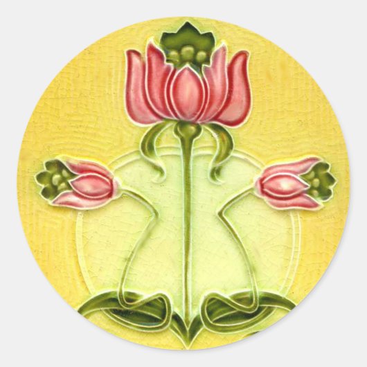  Tegel Design Kunst en Ambachten Art Nouveau Ronde Sticker (Voorkant)