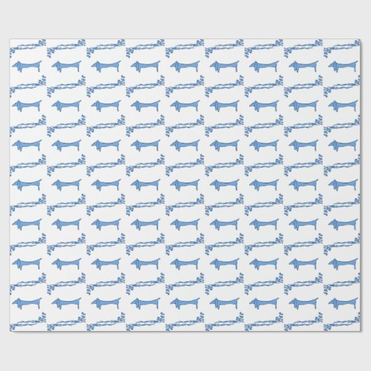 Tegel Design van Delft Blue Dachshunds Cadeaupapier (Vlak)