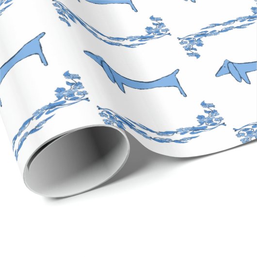 Tegel Design van Delft Blue Dachshunds Cadeaupapier (Rol Hoek)