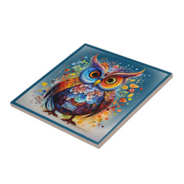 Tegel Donker-Blauwgroen (Herfst Uil) RFPMDesigns © Tegeltje