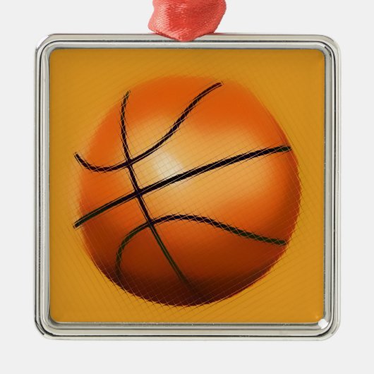 Tegel Effect Basketbal Metalen Ornament (Voorkant)