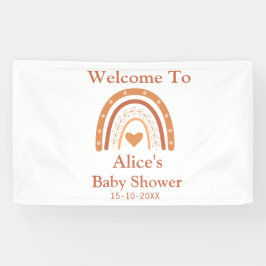 Tegel en Perzik Regenboog Baby Shower Welkom  Spandoek