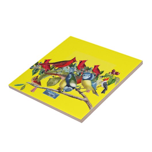 Tegel Geel (Vogelboom) RFPMDesigns ©️2024 Tegeltje (Zijkant)