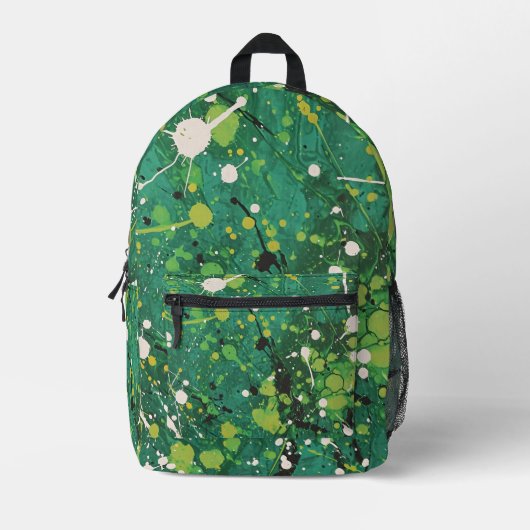 Tegel Groene Verf Splatter Patroon Bedrukte Rugzak (Voorkant)