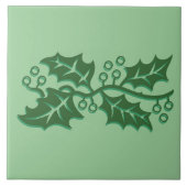 Tegel - Holly Leaves met Berries Tegeltje (Voorkant)